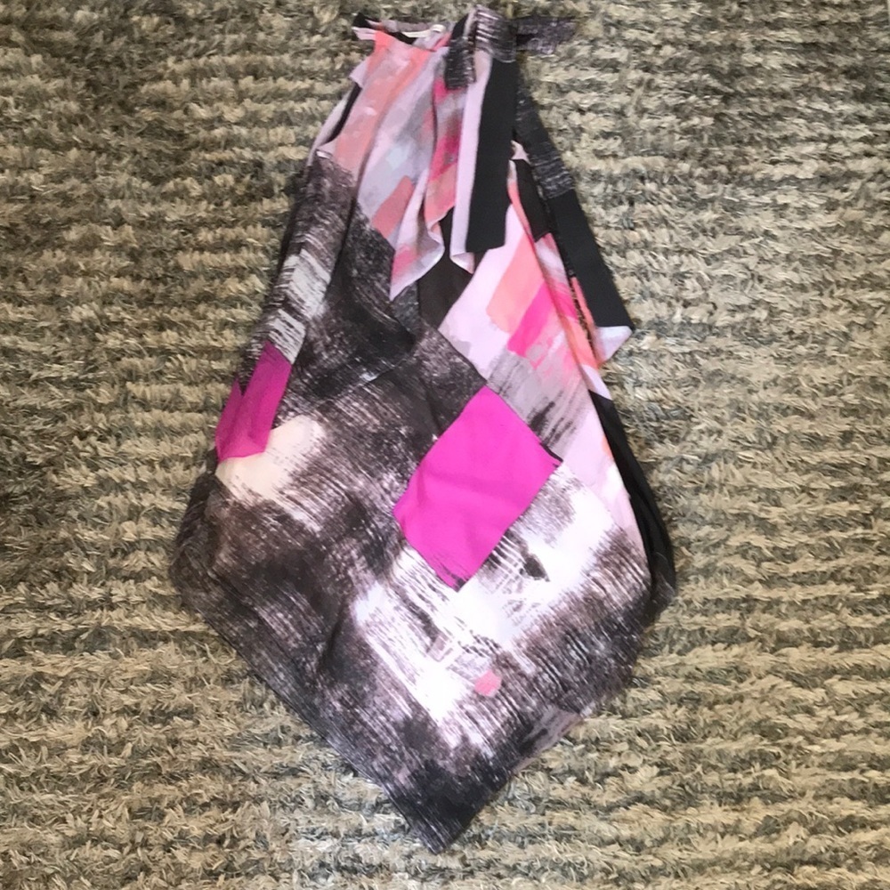 Elegant Rachel Roy Art Painting Multi-Color Sleeveless Long Dress, Size XS